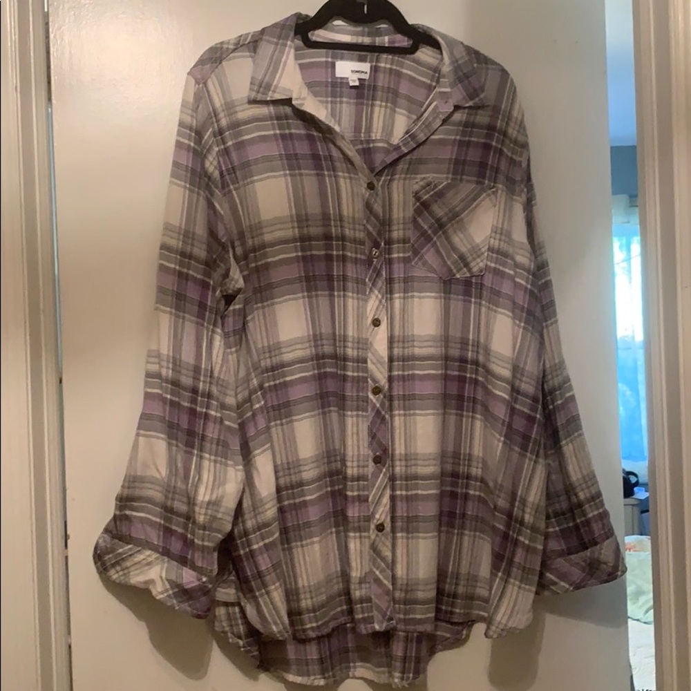 Flannel patterned button down shirt